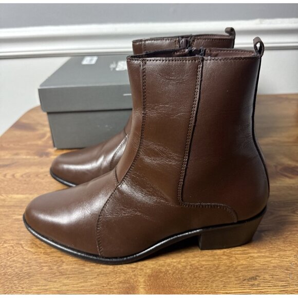 Men\'s Stacy Adams Santos Side Zip Boot Soft Leather Cognac 24855-221 Size 6 M
